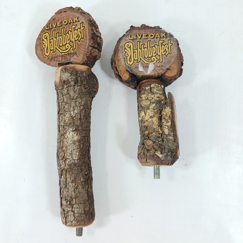 Live Oak Brewing Oaktoberfest Beer Tap Handles Natural Wood Branch Set of 2